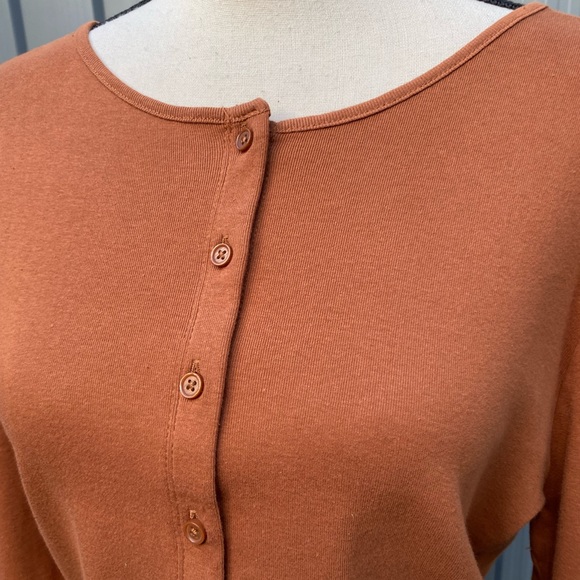 Wild Fable Brown Semi Crop Long Sleeve Cardigan button up - Picture 2 of 6